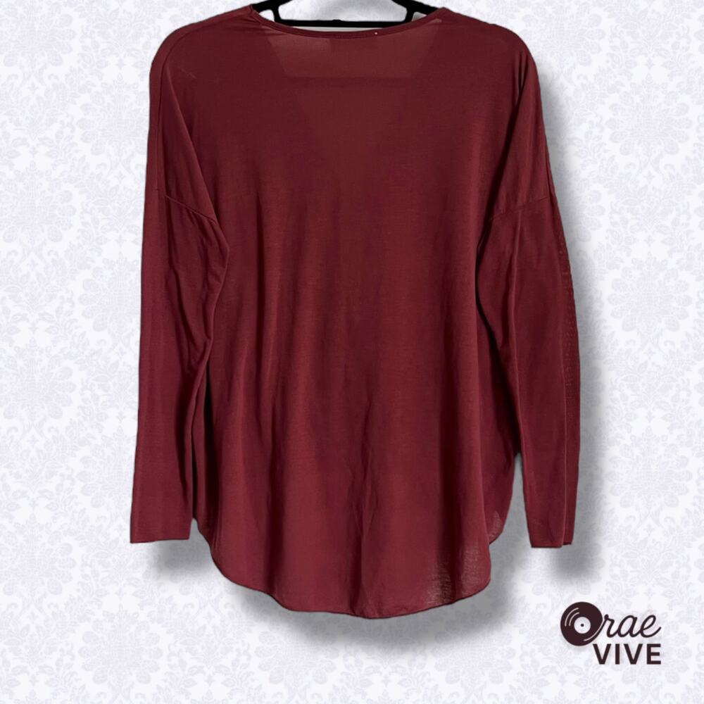 Altar'd State Christina Burgundy Blouse Ruched Detail Women's Small - Picture 2 of 4